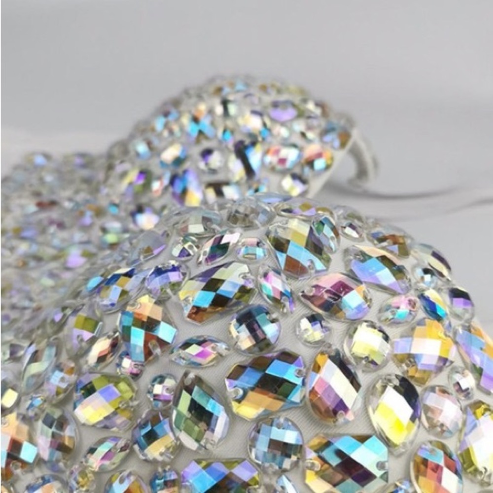 Absolutely Stunning White AB Embellished Gem Stone Beaded Bustier Corset Top - Picture 5 of 9